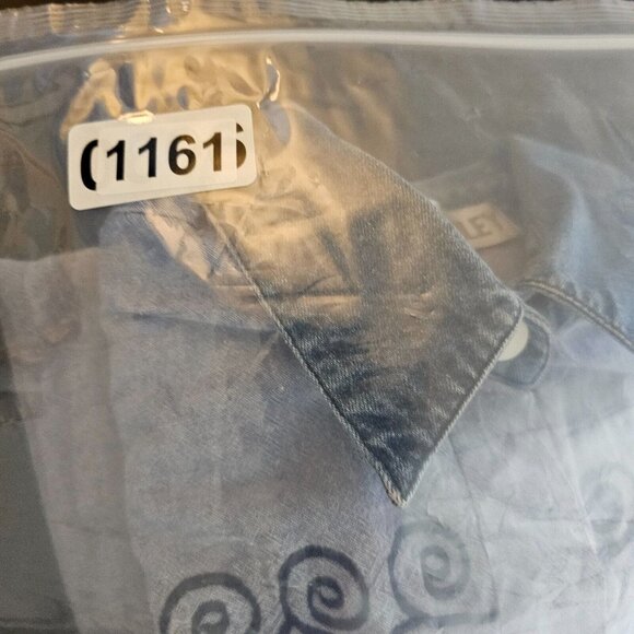 Jane Ashley Button Up Shirt Womens Medium Blue Denim Embroidered Cotton Y2K - Picture 10 of 10